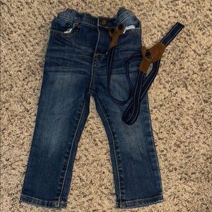 Kids Blue Denim Jeans with Suspenders